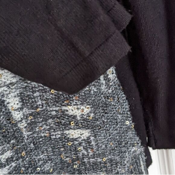 Tricotto black knit sweater with sequin decorations umbrella print Small @O - Picture 6 of 8